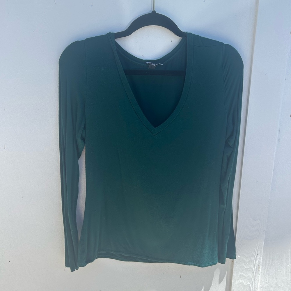 Teal V-Neck Long Sleeve Top